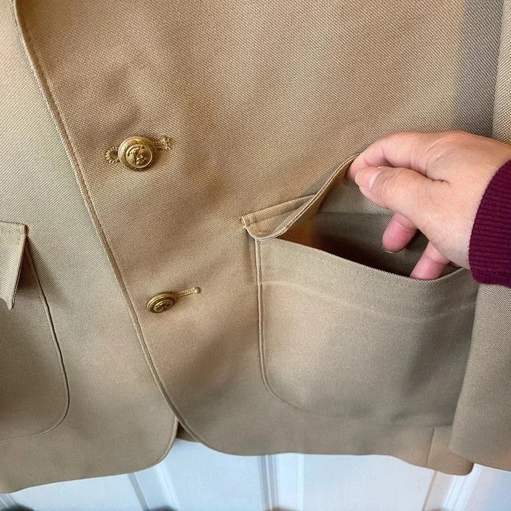 Montgomery Ward The Jacket Men Quality 2 Buttons Blazer Size 38L Pocket Beige